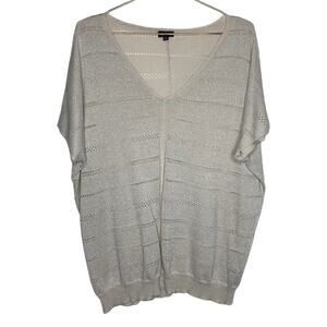 Torrid Womens 2/2X Tan Dolman Shimmer Pullover Sweater Short Sleeve Open‎ Knit